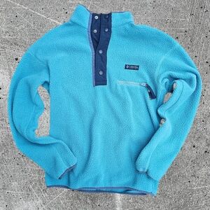 Columbia Womens Teal Button Up Fleece Sweater